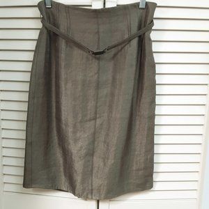 Ann Taylor Pencil Skirt with belt and Fanned back slit  Pewter Size: 4